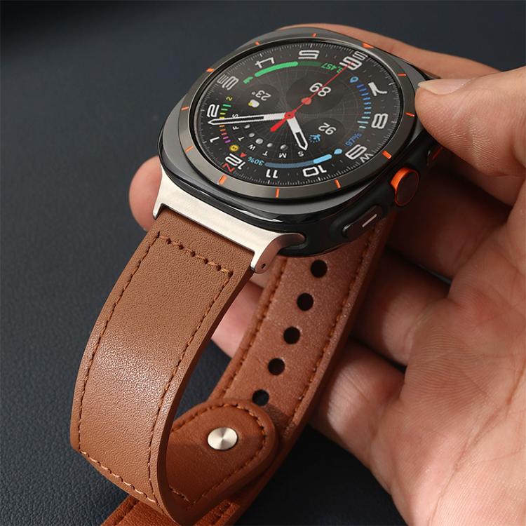 xDfind Rivet Buckle Genuine Leather Watch Band, For Amazfit T-Rex 3