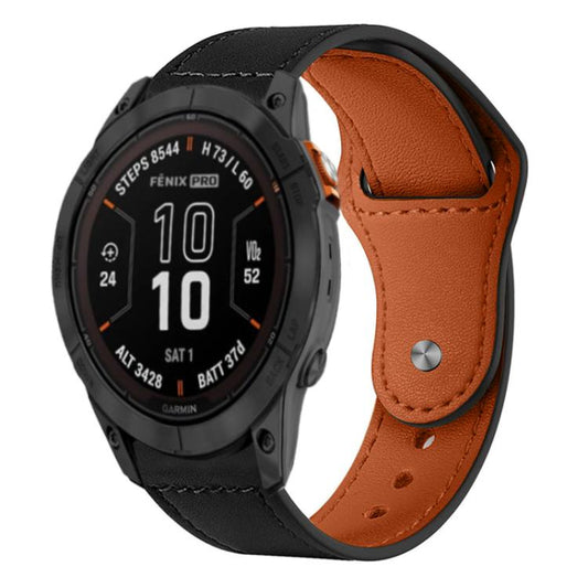 xDfind Rivet Buckle Genuine Leather Watch Band, For Garmin Fenix 8/7X/6X/5X 26mm, For Garmin Fenix 8/7/6/5 22mm