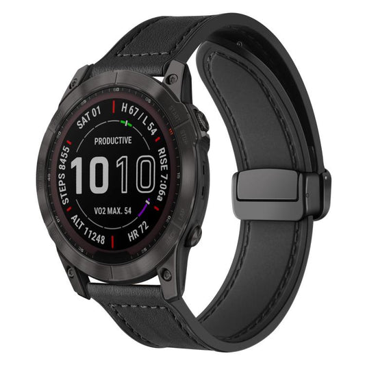 xDfind Crazy Horse Pattern Silicone Skin Magnetic Buckle Watch Band, For Garmin Fenix 8 / 7X / 6X / 5X 26mm, For Garmin Fenix 8 / 7 / 6 / 5 22mm