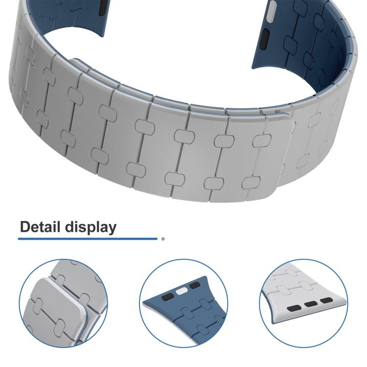 xDfind Contrasting Colors Magnetic Silicone Watch Band, For Apple Watch 42 / 44 / 45 / 46 / 49mm, For Apple Watch 38 / 40 / 41 / S10 42mm