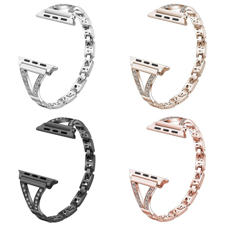 xDfind Herringbone Diamond Stainless Steel Watch Band, For Apple Watch 42 / 44 / 45 / 46 / 49mm, For Apple Watch 38 / 40 / 41 / S10 42mm