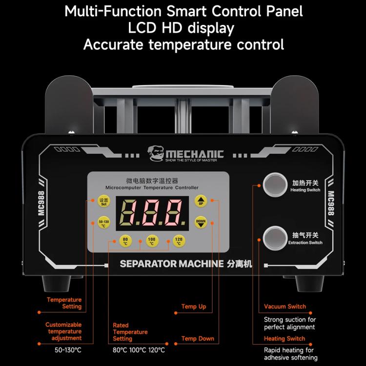 Mechanic MC988 10.5 inch Temp Control Screen Separator Machine with Vacuum Pump, EU Plug, US Plug