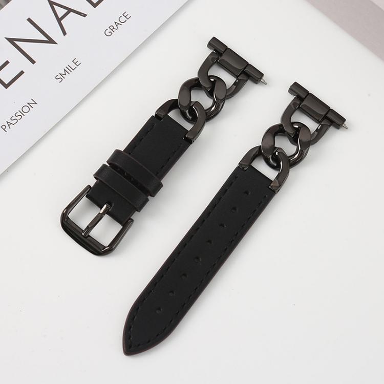 xDfind Denim Chain Metal Hybrid Leather Watch Band, 22mm