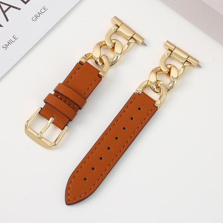 xDfind Denim Chain Metal Hybrid Leather Watch Band, 22mm