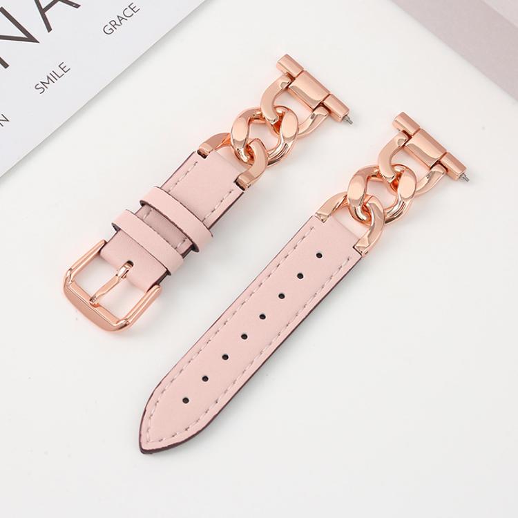 xDfind Denim Chain Metal Hybrid Leather Watch Band, 22mm