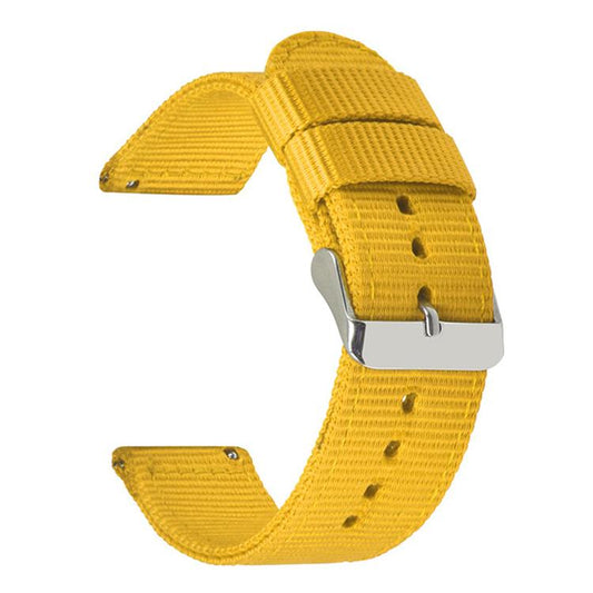 Stainless Steel Pin Buckle Solid Color Nylon Canvas Watch Band, 24mm