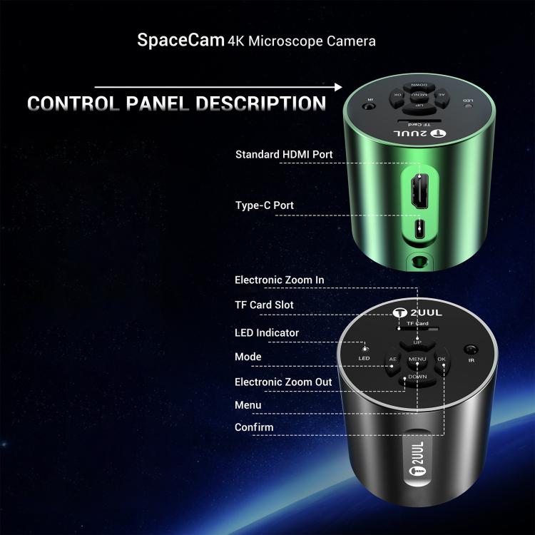 2UUL MS01 SpaceCam 829W-Pixel Industrial Electronic 4K Microscope Camera, 2UUL MS01