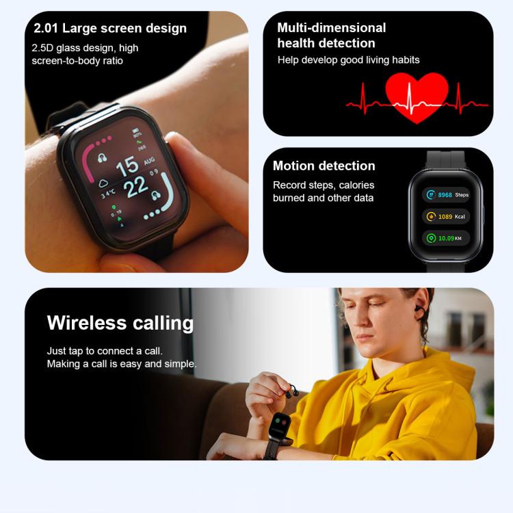 D12 2.01 inch TFT Screen Smart Bluetooth Watch & Headphone 2 in 1 Support Wireless Calling