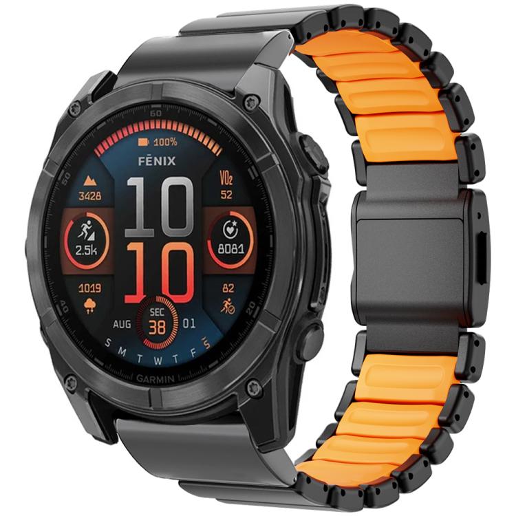 Magnetic Norman Buckle Integrated One-bead Titanium Alloy Watch Band, For Garmin 26mm
