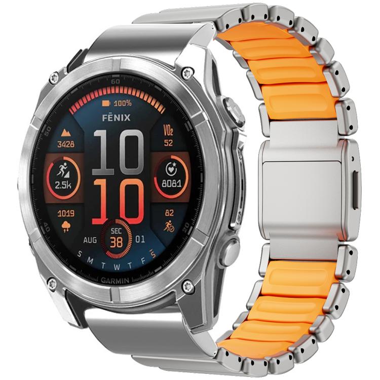 Magnetic Norman Buckle Integrated One-bead Titanium Alloy Watch Band, For Garmin 26mm