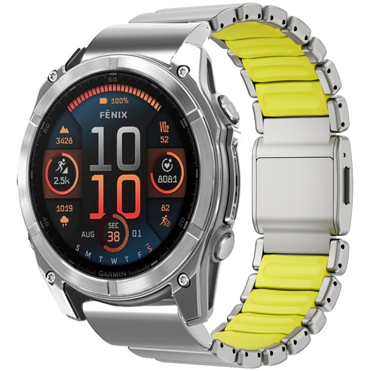Magnetic Norman Buckle Integrated One-bead Titanium Alloy Watch Band, For Garmin 26mm