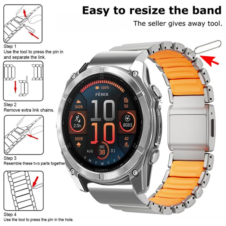 Magnetic Norman Buckle Integrated One-bead Titanium Alloy Watch Band, For Garmin 26mm