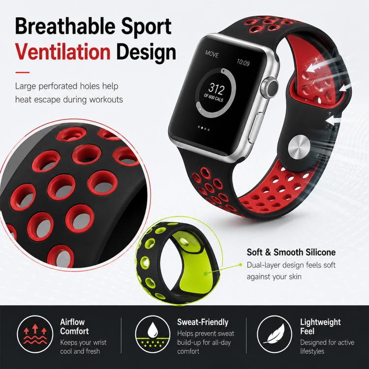5 Pack xDfind Two Color Silicone Sports Watch Band, For Apple Watch 42 / 44 / 45 / 46 / 49mm, For Apple Watch 38 / 40 / 41 / S11 42mm