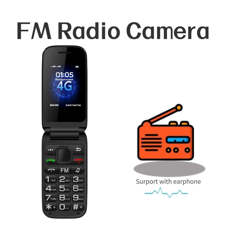 B326 Dual Screen Flip Elder Phone, 2.4 inch Inner, 1.8 inch Outer, 24 Keys, Network: 2G, Dual SIM, EU Plug