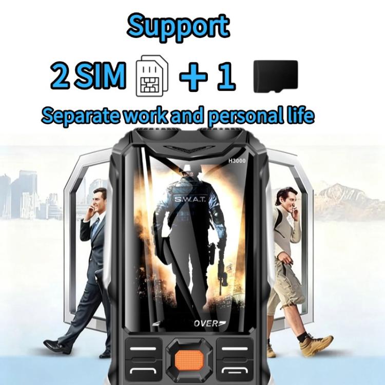 H3000 Elder Rugged Phone, 4000mAh Battery, 2.8 inch, 21 Keys, Network: 2G, LED Flashlight, FM, Dual SIM, EU Plug