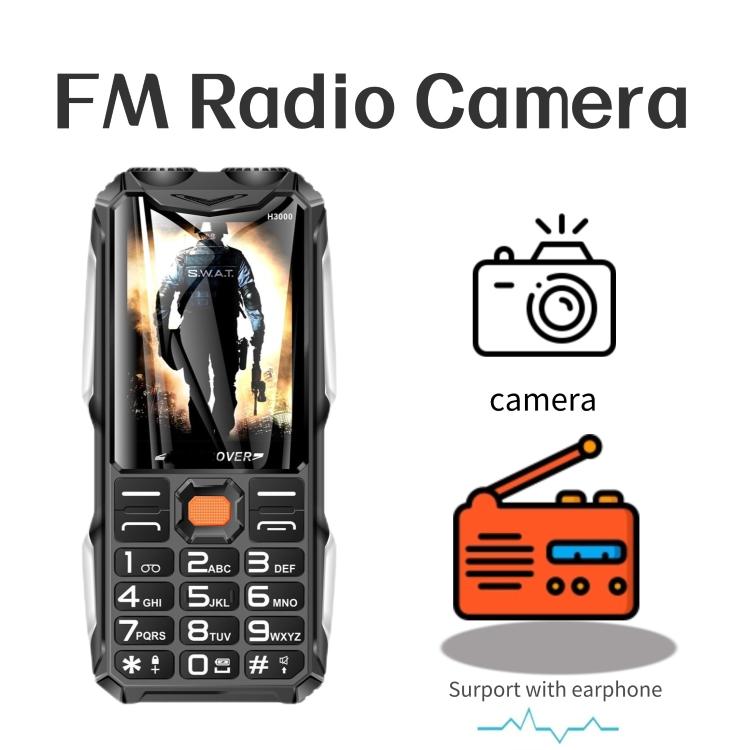 H3000 Elder Rugged Phone, 4000mAh Battery, 2.8 inch, 21 Keys, Network: 2G, LED Flashlight, FM, Dual SIM, EU Plug