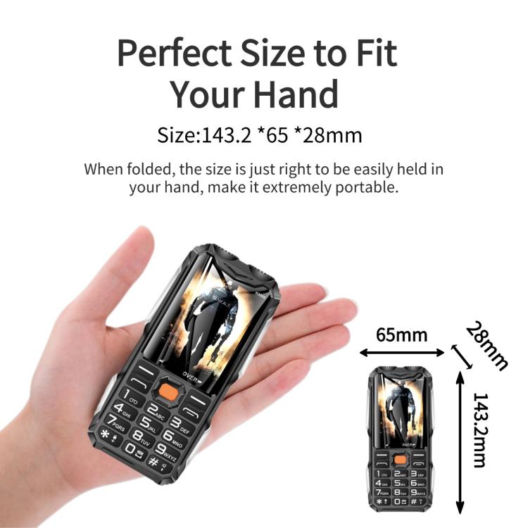 H3000 Elder Rugged Phone, 4000mAh Battery, 2.8 inch, 21 Keys, Network: 2G, LED Flashlight, FM, Dual SIM, EU Plug