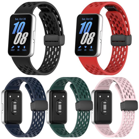 5 Pack xDfind Hole Style Magnetic Black Buckle Silicone Watch Band, For Samsung Galaxy Fit3