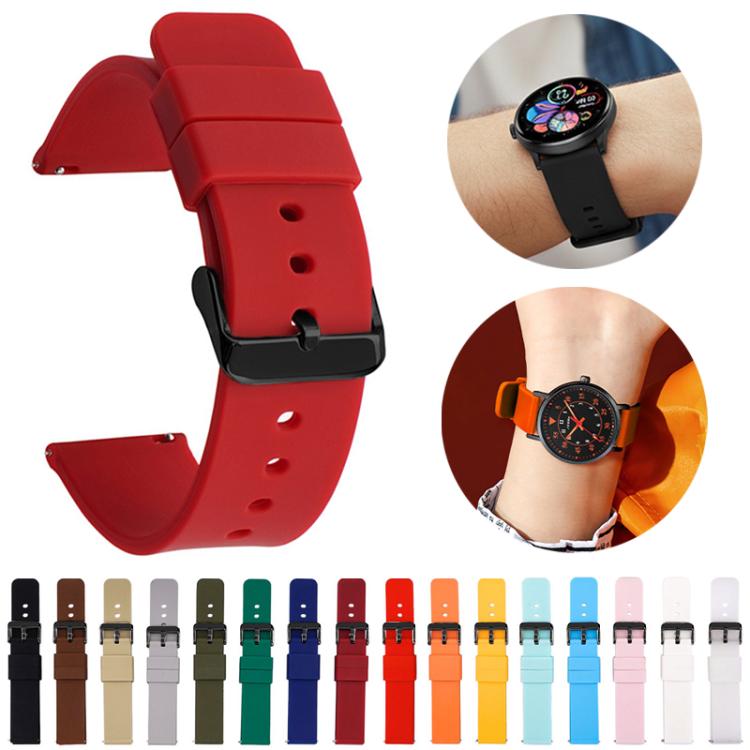xDfind Stainless Steel Black Pin Buckle Solid Color Silicone Waterproof Watch Band, 24mm