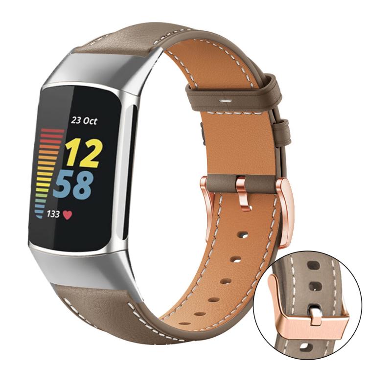 xDfind Rose Gold Buckle Black Shark Fine Grain Vegan Leather Watch Band, For Fitbit Charge 6 / 5, For Fitbit Versa 4 / 3 / Sense2 / 1, For Fitbit Charge 4 / 3