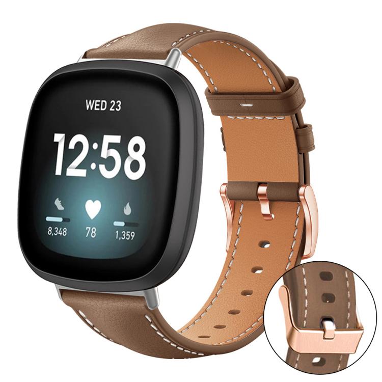 xDfind Rose Gold Buckle Black Shark Fine Grain Vegan Leather Watch Band, For Fitbit Charge 6 / 5, For Fitbit Versa 4 / 3 / Sense2 / 1, For Fitbit Charge 4 / 3
