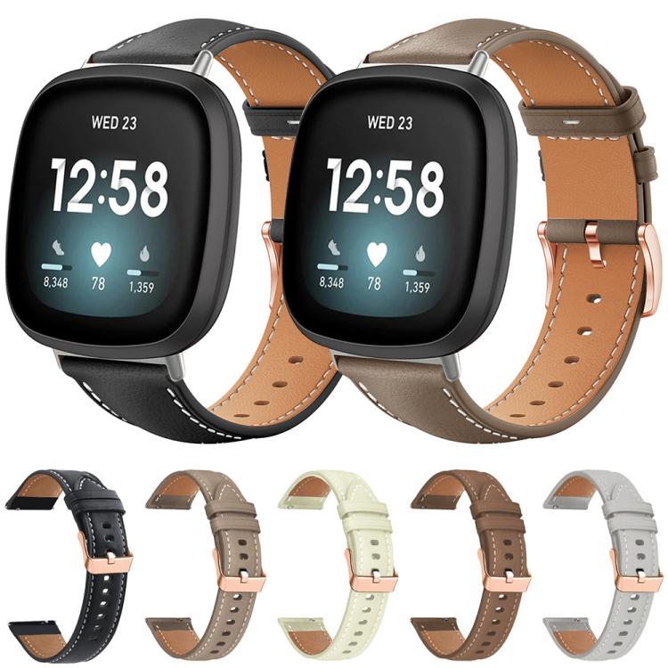 xDfind Rose Gold Buckle Black Shark Fine Grain Vegan Leather Watch Band, For Fitbit Charge 6 / 5, For Fitbit Versa 4 / 3 / Sense2 / 1, For Fitbit Charge 4 / 3
