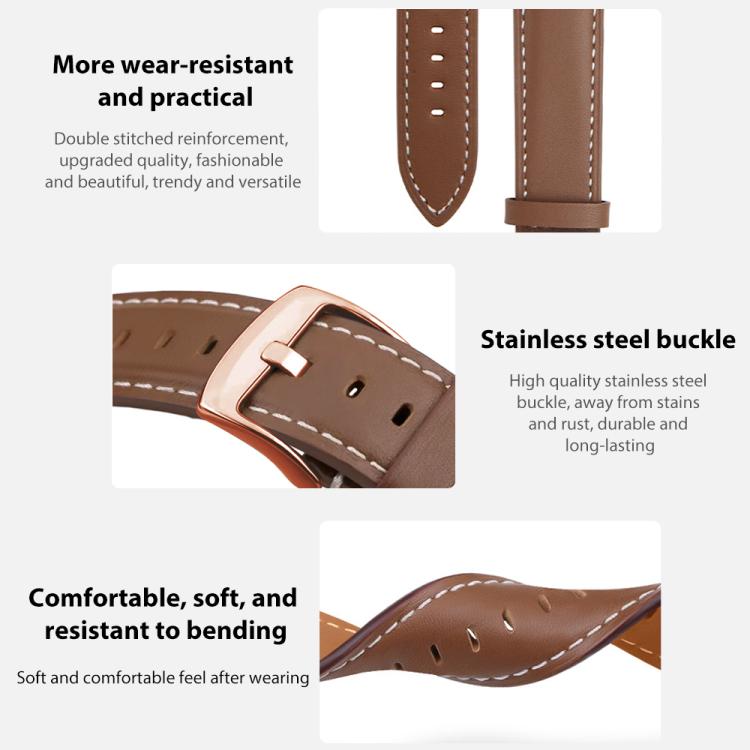 xDfind Rose Gold Buckle Black Shark Fine Grain Vegan Leather Watch Band, For Fitbit Charge 6 / 5, For Fitbit Versa 4 / 3 / Sense2 / 1, For Fitbit Charge 4 / 3