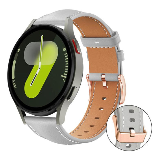 xDfind Rose Gold Buckle Black Shark Fine Grain Vegan Leather Watch Band, For Samsung Galaxy Watch7 / FE / 6 / 5 / 4, For Samsung Galaxy Fit3