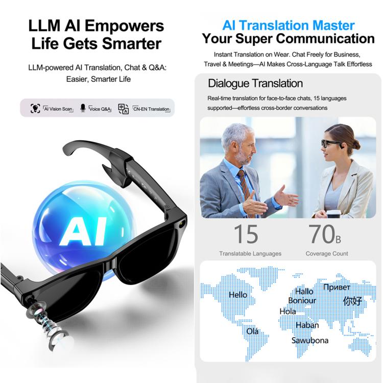 XK One Mac 8MP Voice Touch Control Smart Color Changing Lenses AI Smart Glasses