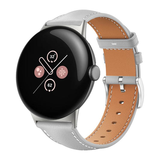 xDfind Flat Head Black Shark Fine Grain Leather Watch Band, For Google Pixel Watch 5 / 4 / 3 / 2 / 1 41mm, For Google Pixel Watch 5 / 4 / 3 45mm