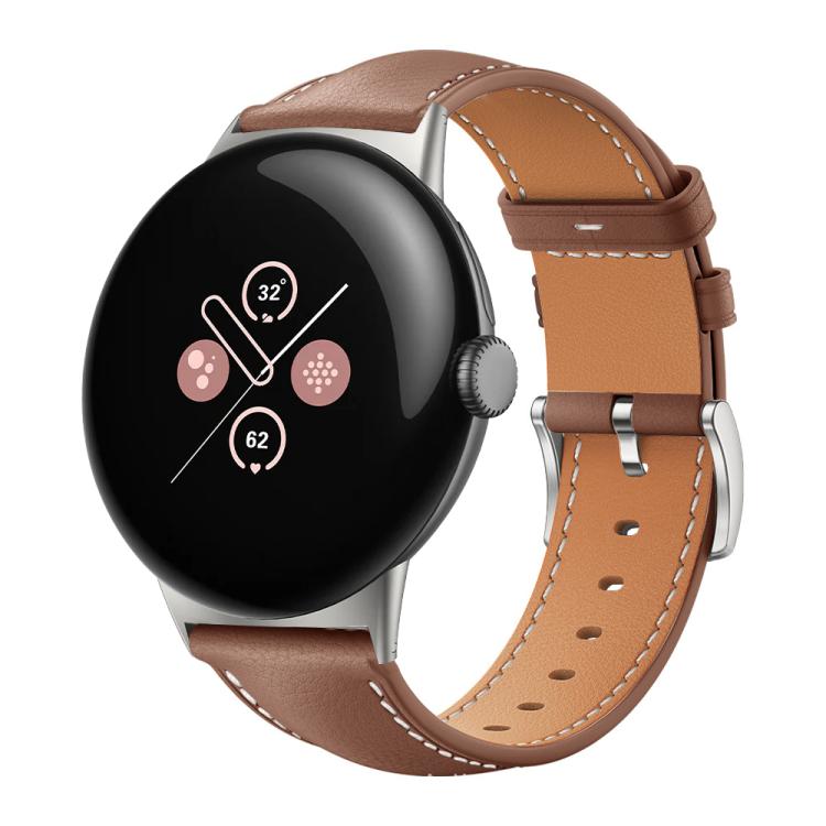 xDfind Flat Head Black Shark Fine Grain Leather Watch Band, For Google Pixel Watch 5 / 4 / 3 / 2 / 1 41mm, For Google Pixel Watch 5 / 4 / 3 45mm