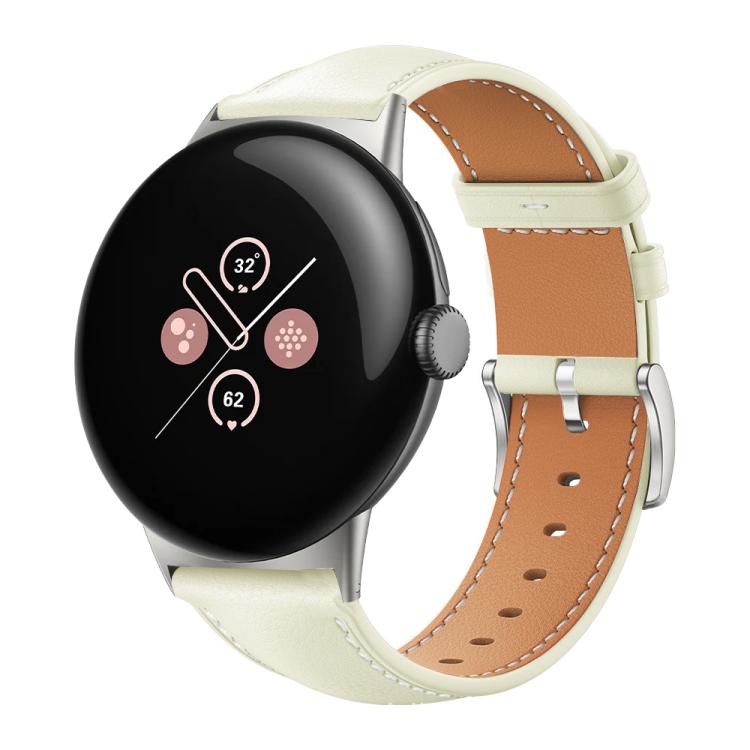 xDfind Flat Head Black Shark Fine Grain Leather Watch Band, For Google Pixel Watch 5 / 4 / 3 / 2 / 1 41mm, For Google Pixel Watch 5 / 4 / 3 45mm