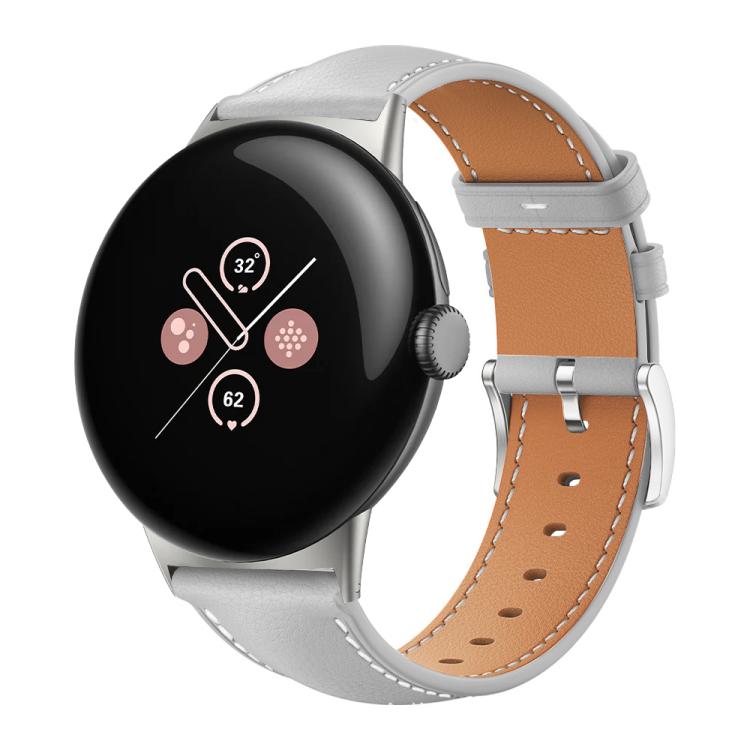 xDfind Flat Head Black Shark Fine Grain Leather Watch Band, For Google Pixel Watch 5 / 4 / 3 / 2 / 1 41mm, For Google Pixel Watch 5 / 4 / 3 45mm