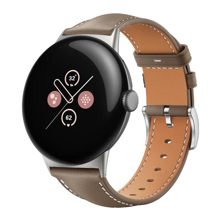 xDfind Flat Head Black Shark Fine Grain Leather Watch Band, For Google Pixel Watch 5 / 4 / 3 / 2 / 1 41mm, For Google Pixel Watch 5 / 4 / 3 45mm