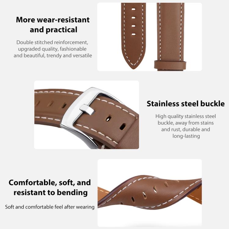 xDfind Flat Head Black Shark Fine Grain Leather Watch Band, For Google Pixel Watch 5 / 4 / 3 / 2 / 1 41mm, For Google Pixel Watch 5 / 4 / 3 45mm