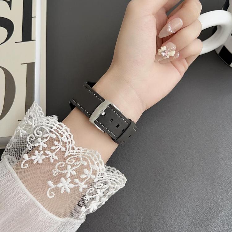 xDfind Flat Head Black Shark Fine Grain Leather Watch Band, For Google Pixel Watch 5 / 4 / 3 / 2 / 1 41mm, For Google Pixel Watch 5 / 4 / 3 45mm