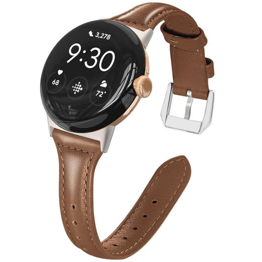 xDfind Slim Genuine Leather Watch Band, For Google Pixel Watch 4 / 3 45mm, For Google Pixel Watch 4 / 3 / 2 / 1 41mm