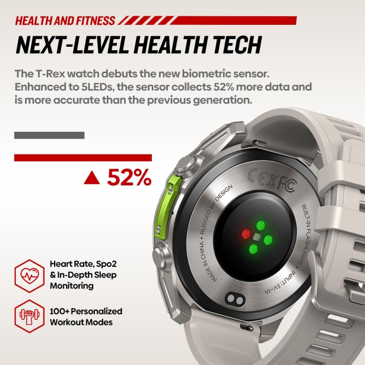 T-Rex 1.43 inch AMOLED Display Rugged Smart Watch with Built-in Flashlight