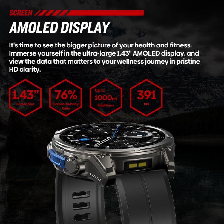 T-Rex 1.43 inch AMOLED Display Rugged Smart Watch with Built-in Flashlight
