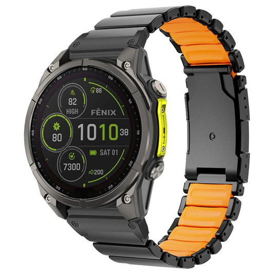 Turtle Buckle Dual Color Titanium Metal Silicone Watch Band, For Garmin 26mm