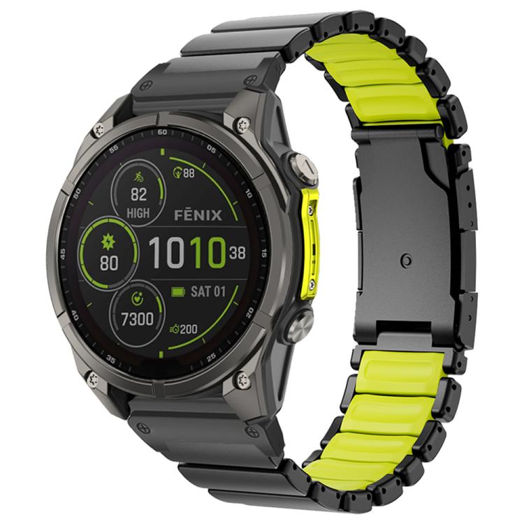 Turtle Buckle Dual Color Titanium Metal Silicone Watch Band, For Garmin 26mm