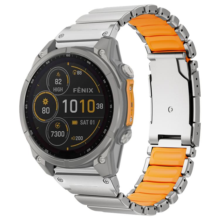 Turtle Buckle Dual Color Titanium Metal Silicone Watch Band, For Garmin 26mm