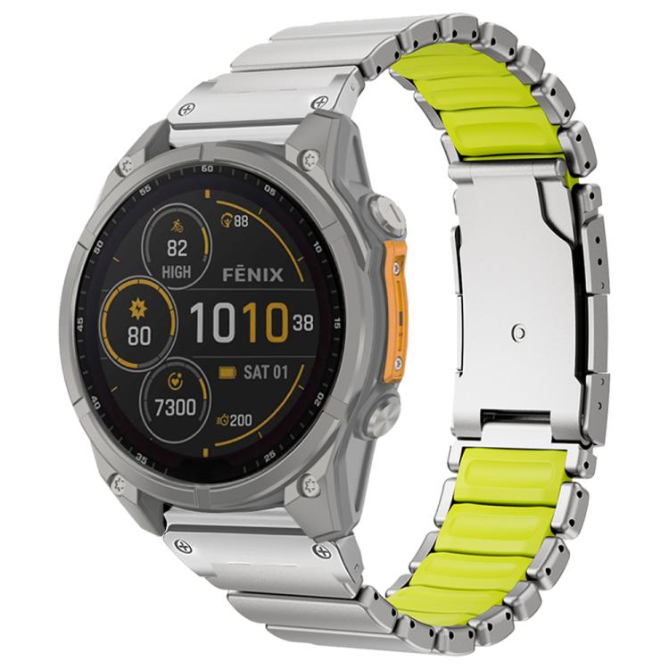 Turtle Buckle Dual Color Titanium Metal Silicone Watch Band, For Garmin 26mm