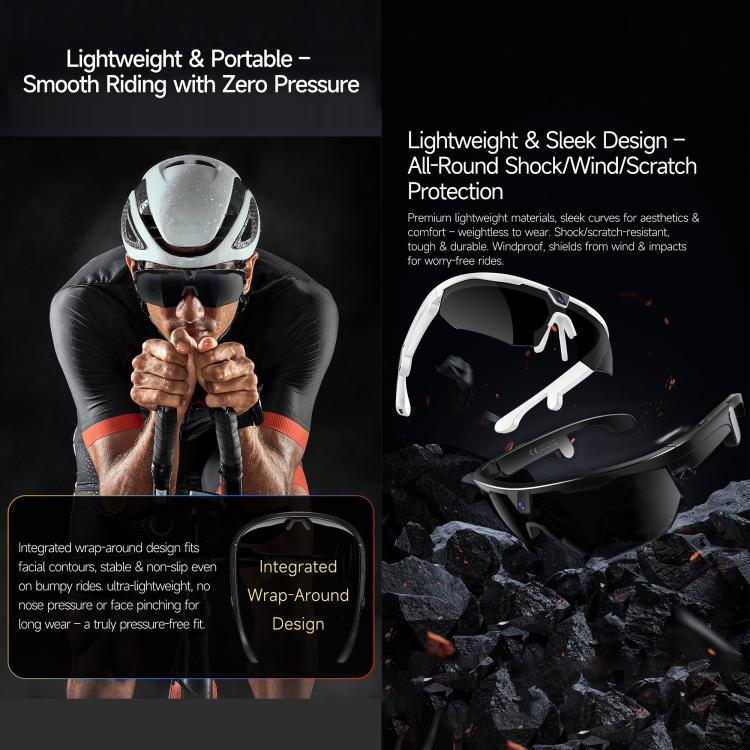 W640 8MP Cycling Smart AI Sports Glasses, Six-axis Image Stabilization, Wi-Fi, Touch Control, Dual Mic Noise Reduction, AI Translation