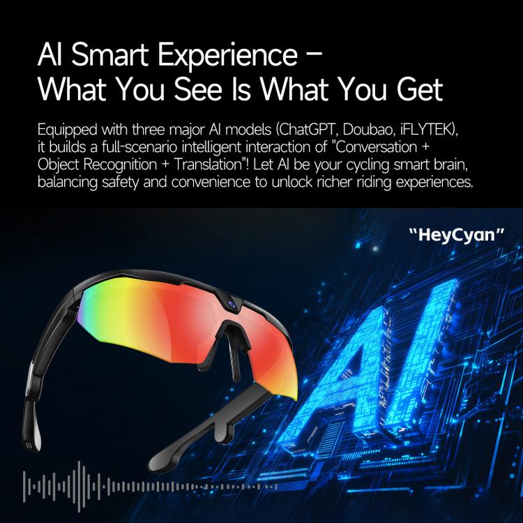 W640 8MP Cycling Smart AI Sports Glasses, Six-axis Image Stabilization, Wi-Fi, Touch Control, Dual Mic Noise Reduction, AI Translation