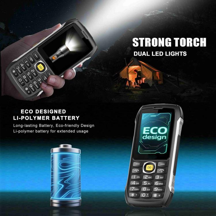 HP289 4G IP68 Rugged Phone, 2.8 inch, 4500mAh Battery, Network: 4G, BT, FM, SOS, Torch, EU Plug, US Plug, UK Plug, AU Plug