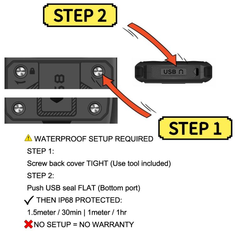 HP336 4G IP68 Rugged Phone, 3.5 inch, 4500mAh Battery, Network: 4G, BT, FM, SOS, Torch, EU Plug, US Plug, UK Plug, AU Plug