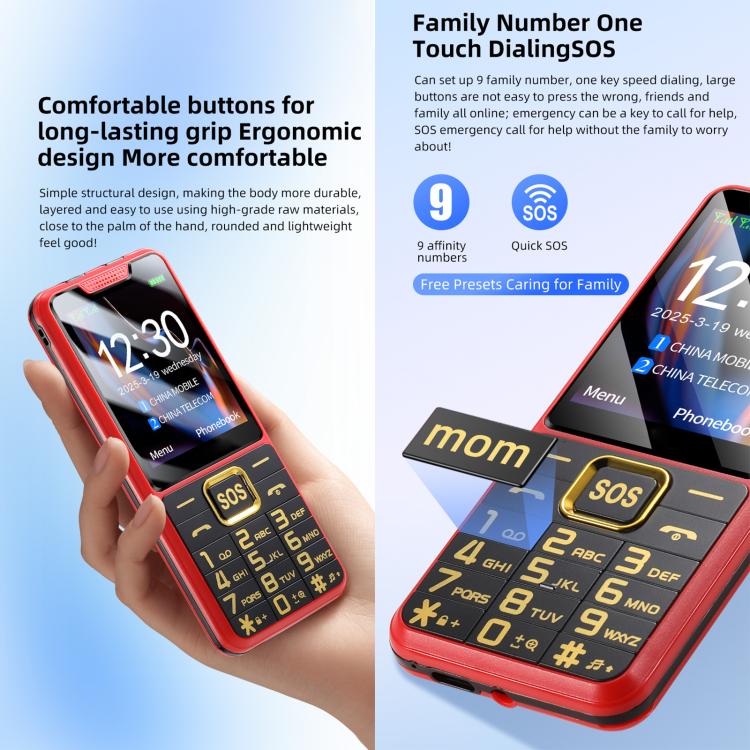 YEEMI K3+ 4G Keypad Phone, 2.4 inch, LED Flashlight, Big Keyboard Big Fonts, SOS, Network: 4G, Dual SIM