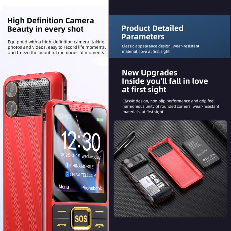 YEEMI K3+ 4G Keypad Phone, 2.4 inch, LED Flashlight, Big Keyboard Big Fonts, SOS, Network: 4G, Dual SIM