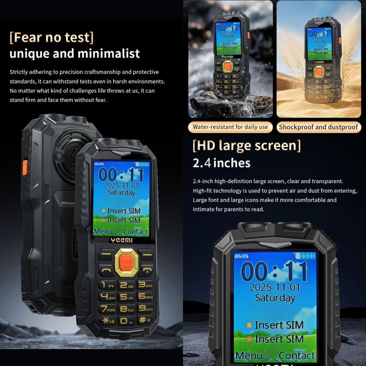 YEEMI Q5 4G Elder Rugged Phone, 16800mAh Battery, 2.4 inch, 21 Keys, Network: 4G, LED Flashlight, Dual SIM
